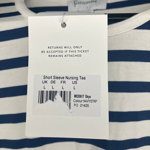 NWT SERAPHINE Maternity Short Sleeve Stripe Nursing Tee Snap Sides Large - Picture 5 of 7
